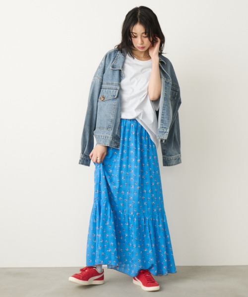 Unitage（ユニテージ）の「小花ティアードスカート（スカート・レディース・アイボリー/ブルー/ネイビー・FREE）」の15枚目の写真