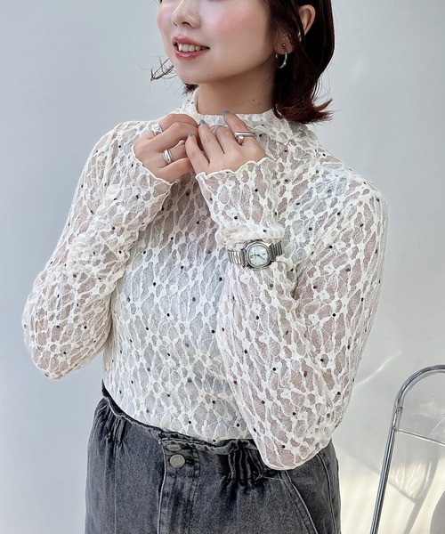 AS KNOW AS plus(アズノゥアズプラス)の「◯アソート メロウハイネックシアーインナートップス(Tシャツ/カットソー・レディース・ベージュ系/ブラック系/アイボリー系/グレー系・FREE)」の16枚目の写真