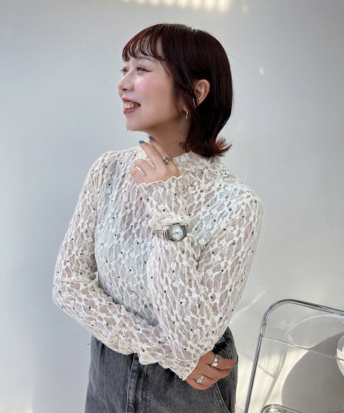 AS KNOW AS plus(アズノゥアズプラス)の「◯アソート メロウハイネックシアーインナートップス(Tシャツ/カットソー・レディース・ベージュ系/ブラック系/アイボリー系/グレー系・FREE)」の17枚目の写真