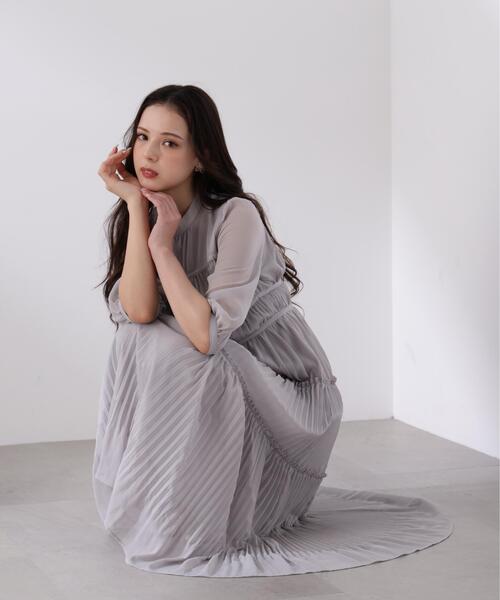 PROPORTION BODY DRESSING（プロポーションボディドレッシング）の「＜Ｌ＞プリーツロングワンピース / 1216140202（ワンピース・レディース・グレー/ピンク・MEDIUM/P/S/SMALL）」の4枚目の写真
