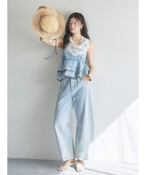LAGUNAMOON(ラグナムーン)の「ニットレース刺繍スカーフ(その他ヘアアクセサリー・レディース・ブラウン/ホワイト/ブラック・FREE)」の6枚目の写真