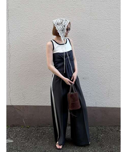 LAGUNAMOON（ラグナムーン）の「ニットレース刺繍スカーフ（その他ヘアアクセサリー・レディース・ブラウン/ホワイト/ブラック・FREE）」の6枚目の写真