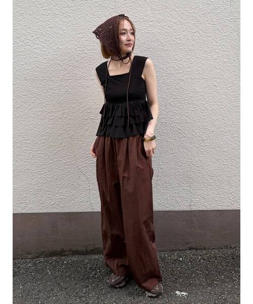 LAGUNAMOON（ラグナムーン）の「ニットレース刺繍スカーフ（その他ヘアアクセサリー・レディース・ブラウン/ホワイト/ブラック・FREE）」の11枚目の写真