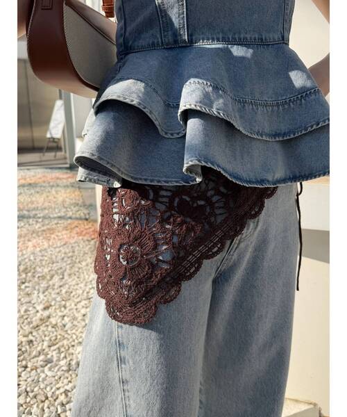 LAGUNAMOON（ラグナムーン）の「ニットレース刺繍スカーフ（その他ヘアアクセサリー・レディース・ブラウン/ホワイト/ブラック・FREE）」の19枚目の写真