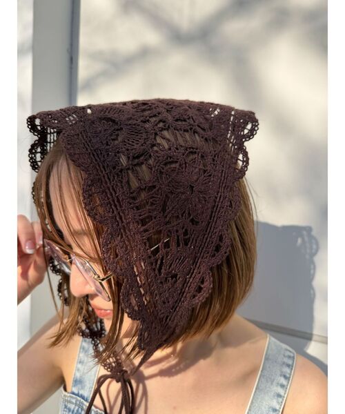 LAGUNAMOON（ラグナムーン）の「ニットレース刺繍スカーフ（その他ヘアアクセサリー・レディース・ブラウン/ホワイト/ブラック・FREE）」の20枚目の写真