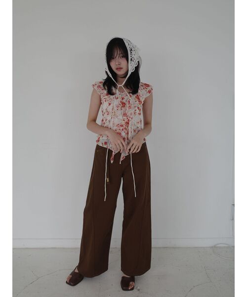 LAGUNAMOON（ラグナムーン）の「ニットレース刺繍スカーフ（その他ヘアアクセサリー・レディース・ブラウン/ホワイト/ブラック・FREE）」の22枚目の写真