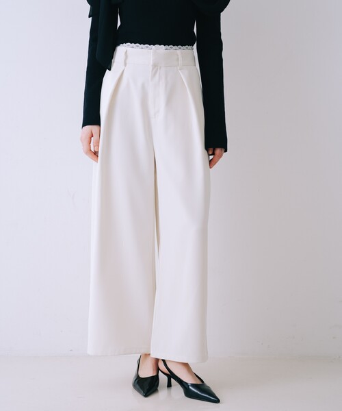 SELFIST(セルフィスト)の「【セットアップ対応】ウエストレースワイドパンツ 春服 夏服(その他パンツ・レディース・アイボリー/ネイビー/グレー・36/38)」の2枚目の写真