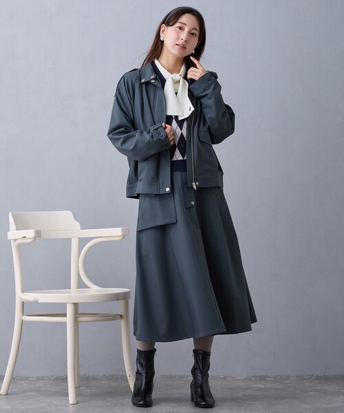 NICOLE CLUB(ニコル クラブ)の「スタンドカラートレンチジャケット(その他アウター・レディース・ブラック/チャコールグレー・M)」の3枚目の写真