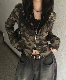 CANVAS+（キャンバスプラス）の「【CANVAS＋】クロップド丈迷彩柄ダブルジップパーカー（パーカー）」