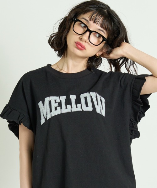セール】フリルスリーブ ロゴ刺繍 半袖Tシャツ（Tシャツ/カットソー