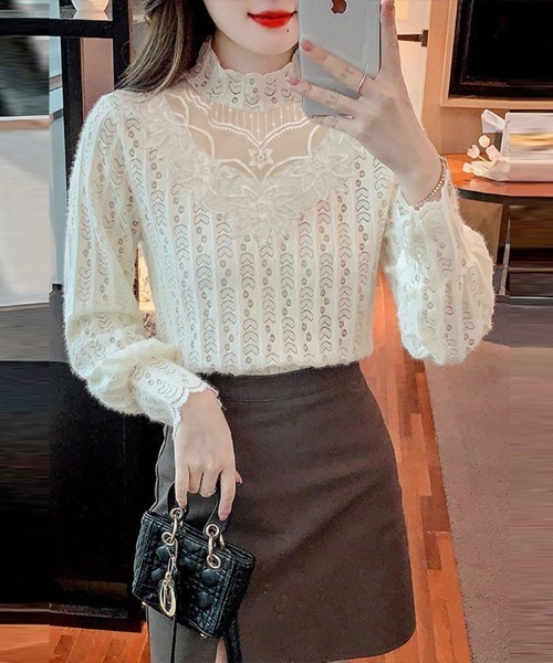Flugge(フラッジー)の「ハイネックレース長袖トップス(その他トップス・レディース・アイボリー/ホワイト・MEDIUM/LARGE)」の4枚目の写真