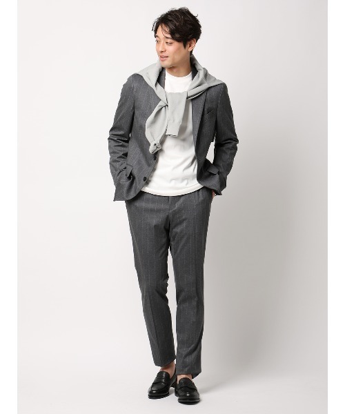 SUIT SQUARE（スーツスクエア）の「SMACTIVE テーパードパンツ ウォッシャブル ストレッチ TRジャージー ストライプ（スラックス・メンズ・グレー/ネイビー・L/M/S/SS/4L/3L/LL）」の7枚目の写真