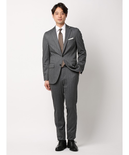 SUIT SQUARE（スーツスクエア）の「SMACTIVE テーパードパンツ ウォッシャブル ストレッチ TRジャージー ストライプ（スラックス・メンズ・グレー/ネイビー・L/M/S/SS/4L/3L/LL）」の8枚目の写真