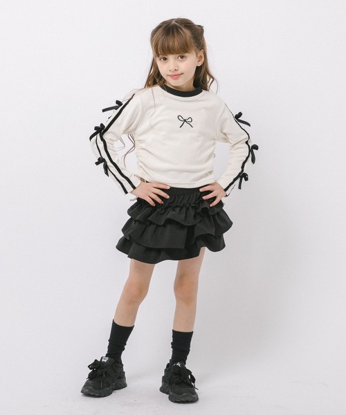 URBAN CHERRY（アーバンチェリー）の「【インナーパンツ付き】ティアードフリルデザインスカート（スカート・キッズ・ブラック・150cm/140cm/130cm/120cm/110cm）」の11枚目の写真