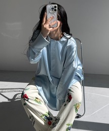 over size no collar mannish satin shirt