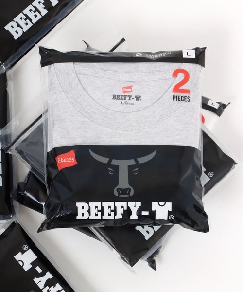 HANES(ヘインズ)の「Hanes/へインズ BEEFY/ビーフィー 2P 無地 クルーネック 半袖Tシャツ/パックT 2枚組セット/レディース メンズ(Tシャツ/カットソー・メンズ・ホワイト/ネイビー/グレー/ブラック・M/XL/L/S)」の3枚目の写真
