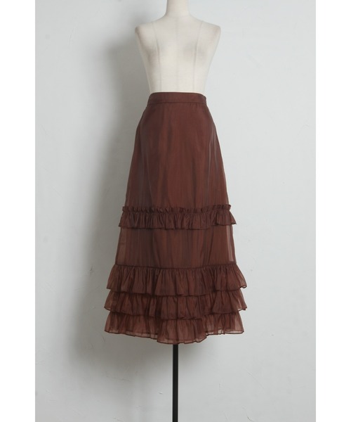 ARVELLIA(アルベリア)の「SHEER LAYERED RUFFLE SKIRT(スカート・レディース・ブラウン/ブラック・M)」の14枚目の写真
