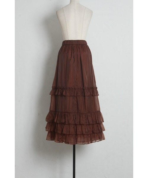 ARVELLIA(アルベリア)の「SHEER LAYERED RUFFLE SKIRT(スカート・レディース・ブラウン/ブラック・M)」の16枚目の写真