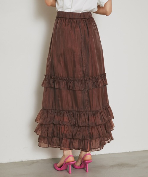 ARVELLIA(アルベリア)の「SHEER LAYERED RUFFLE SKIRT(スカート・レディース・ブラウン/ブラック・M)」の8枚目の写真