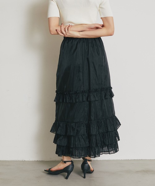 ARVELLIA(アルベリア)の「SHEER LAYERED RUFFLE SKIRT(スカート・レディース・ブラウン/ブラック・M)」の12枚目の写真