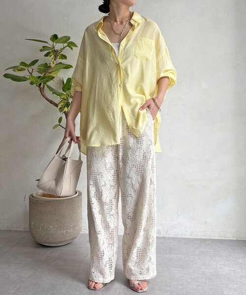 DouDou(ドゥドゥ)の「【WEB限定】フラワーコードレースイージーパンツ(その他パンツ・レディース・オフホワイト/グリーン/ブラック・FREE)」の5枚目の写真