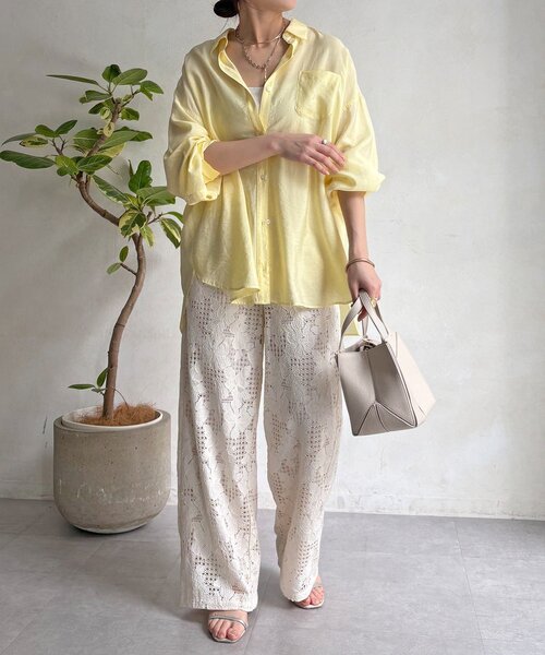 DouDou(ドゥドゥ)の「【WEB限定】フラワーコードレースイージーパンツ(その他パンツ・レディース・オフホワイト/グリーン/ブラック・FREE)」の7枚目の写真