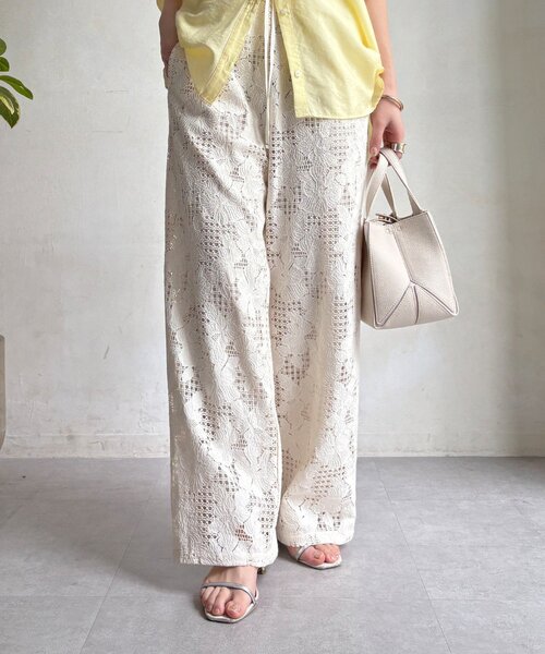 DouDou(ドゥドゥ)の「【WEB限定】フラワーコードレースイージーパンツ(その他パンツ・レディース・オフホワイト/グリーン/ブラック・FREE)」の10枚目の写真