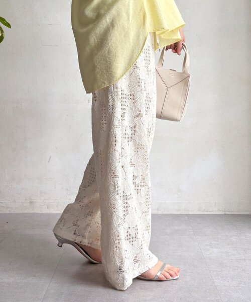 DouDou(ドゥドゥ)の「【WEB限定】フラワーコードレースイージーパンツ(その他パンツ・レディース・オフホワイト/グリーン/ブラック・FREE)」の11枚目の写真