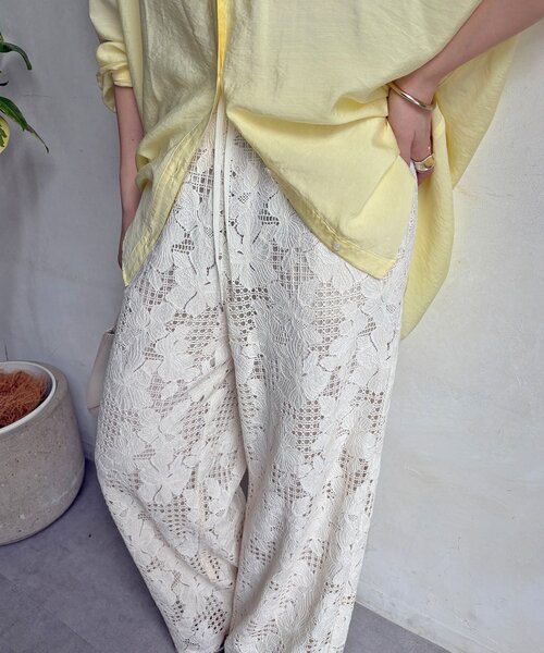 DouDou(ドゥドゥ)の「【WEB限定】フラワーコードレースイージーパンツ(その他パンツ・レディース・オフホワイト/グリーン/ブラック・FREE)」の13枚目の写真