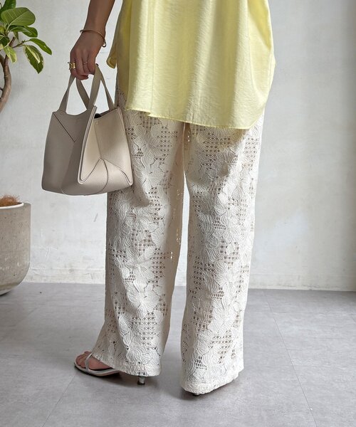 DouDou(ドゥドゥ)の「【WEB限定】フラワーコードレースイージーパンツ(その他パンツ・レディース・オフホワイト/グリーン/ブラック・FREE)」の14枚目の写真