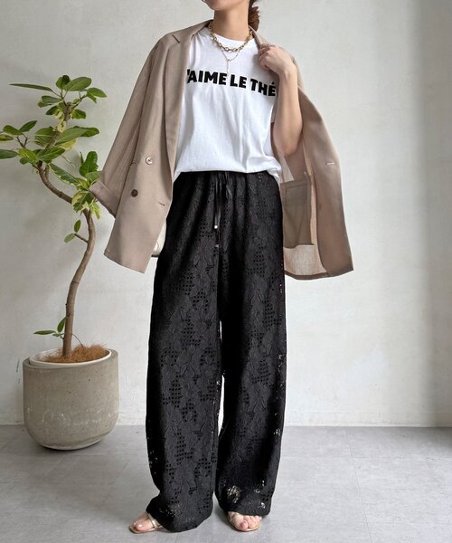 DouDou(ドゥドゥ)の「【WEB限定】フラワーコードレースイージーパンツ(その他パンツ・レディース・オフホワイト/グリーン/ブラック・FREE)」の15枚目の写真