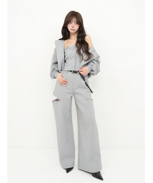 Darich(ダーリッチ)の「ボンディングスウェットサイドスリットワイドパンツ(その他パンツ・レディース・ホワイト/ブラック/グレー・S/M)」の4枚目の写真