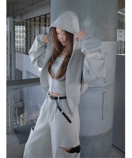 Darich(ダーリッチ)の「ボンディングスウェットサイドスリットワイドパンツ(その他パンツ・レディース・ホワイト/ブラック/グレー・S/M)」の9枚目の写真