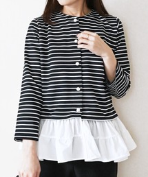 Neige（ネージュ）の「セパレートフリル2wayパールボーダーカーディガン（カーディガン/ボレロ）」