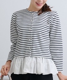 Neige（ネージュ）の「セパレートフリル2wayパールボーダーカーディガン（カーディガン/ボレロ）」