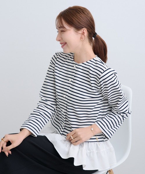 Neige(ネージュ)の「セパレートフリル2wayパールボーダーカーディガン(カーディガン/ボレロ・レディース・ホワイト/ネイビー・ONE SIZE)」の18枚目の写真