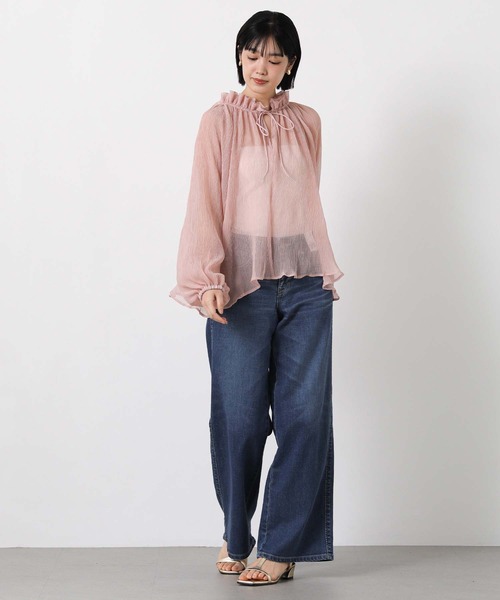 Gready Brilliant(グレディブリリアン)の「楊柳フリルネックパフブラウス(シャツ/ブラウス・レディース・ピンク/アイボリー・38)」の15枚目の写真