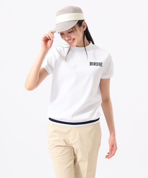 BEAMS GOLF(ビームスゴルフ)の「ORANGE LABEL /裾リブボーダー モックネック シャツ(スウェット・レディース・レッド/ホワイト/ネイビー・LARGE/SMALL/MEDIUM)」の2枚目の写真