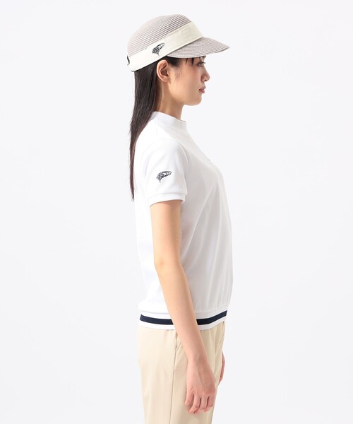 BEAMS GOLF(ビームスゴルフ)の「ORANGE LABEL /裾リブボーダー モックネック シャツ(スウェット・レディース・レッド/ホワイト/ネイビー・LARGE/SMALL/MEDIUM)」の6枚目の写真