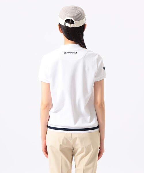 BEAMS GOLF(ビームスゴルフ)の「ORANGE LABEL /裾リブボーダー モックネック シャツ(スウェット・レディース・レッド/ホワイト/ネイビー・LARGE/SMALL/MEDIUM)」の7枚目の写真
