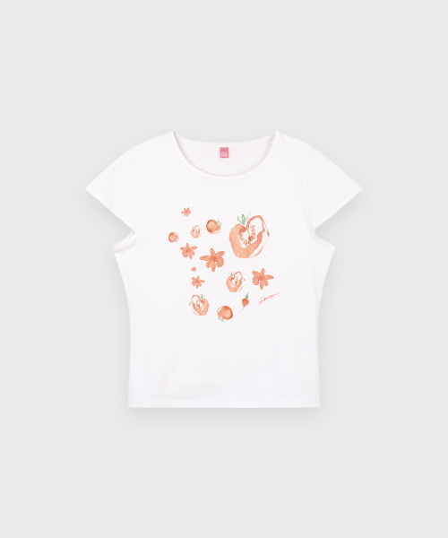 SINOON（シヌーン）の「[アイルリット ミンジュ着用] SN Tomato Flower Tシャツ (White)（Tシャツ/カットソー・レディース・ホワイト・MEDIUM/SMALL）」の4枚目の写真