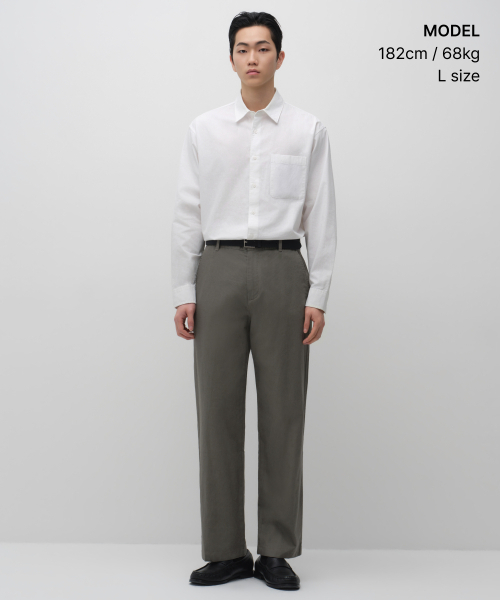 MUSINSA STANDARD（ムシンサスタンダード）の「リラックスドリネンブレンドシャツ[ホワイト]（シャツ/ブラウス・メンズ・その他・2XL/X-LARGE/MEDIUM/LARGE/SMALL）」の2枚目の写真
