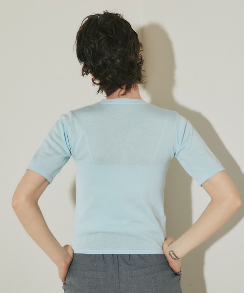 ARVELLIA（アルベリア）の「RUVHED KNIT TOP（ニット/セーター・レディース・サックスブルー/ブラック・M）」の7枚目の写真