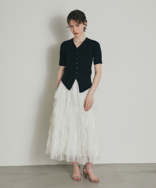 ARVELLIA（アルベリア）の「RUVHED KNIT TOP（ニット/セーター・レディース・サックスブルー/ブラック・M）」の8枚目の写真