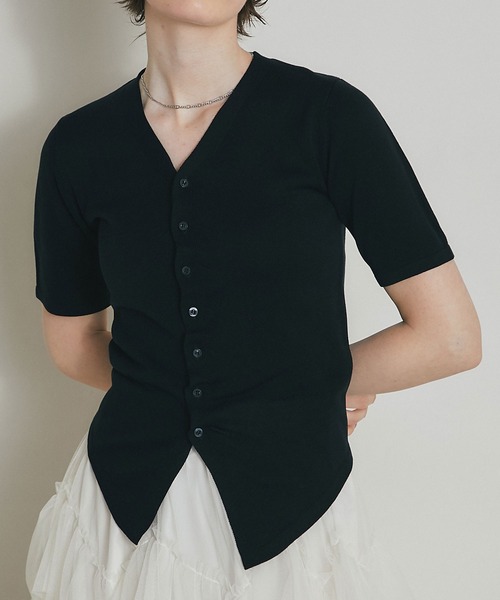 ARVELLIA（アルベリア）の「RUVHED KNIT TOP（ニット/セーター・レディース・サックスブルー/ブラック・M）」の9枚目の写真
