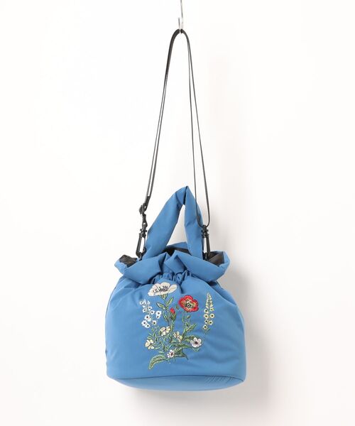 SUPER HAKKA（スーパーハッカ）の「「glanta」ビッグ＆ポピーブーケ刺繍巾着＆ショルダーバッグ（ショルダーバッグ・レディース・ベージュ/ブラック/ブルー・FREE）」の3枚目の写真