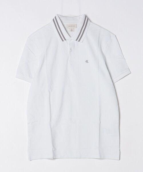 Calvin Klein Jeans(カルヴァンクラインジーンズ)の「【Calvin Klein JEANS/カルバンクライン ジーンズ】ワンポイント刺繍 半袖 鹿の子 ポロシャツ(ポロシャツ・メンズ・ブラック/ホワイト系・M/S/XL/L)」の1枚目の写真