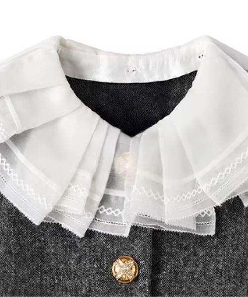 LA POMME petit（ラポミ・プチ）の「Princess Lace Collar Jacket Set Up（セットアップ・レディース・グレー・SMALL/MEDIUM/LARGE/X-SMALL）」の3枚目の写真