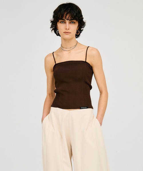 PRANK PROJECT（プランクプロジェクト）の「【2026Summer Pre-Order】カップインニットキャミ / Cup-In Knit Cami（キャミソール・レディース・ホワイト/ブラウン/グレー/ブラック・FREE）」の4枚目の写真