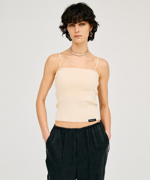 PRANK PROJECT（プランクプロジェクト）の「【2026Summer Pre-Order】カップインニットキャミ / Cup-In Knit Cami（キャミソール・レディース・ホワイト/ブラウン/グレー/ブラック・FREE）」の2枚目の写真